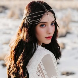 FOSDICK 3 Pieces Head Chain, Head Jewellery for Women, Gold Headpiece, Sparkle Rhinestone Headchain, Jewelry Boho Gold Headband for Womens and Girls Wedding Prom Festival