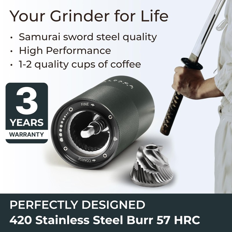 Manual Coffee Grinder by Alpaca Ventures - Stainless Steel Conical