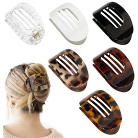 4" Large Round Flat Hair Clips for Women - Strong Hold Lay Down Claw Clamps Hair Barrettes Alligator Clip for Thick Thin Hair(Bright Colors)