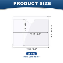 MECCANIXITY Self-Adhesive Card Pockets 5.9"x4.3" Clear Self Adhesive Pocket Label Holders Plastic Card Sleeves with Top Open for Library Storage Bins Loading, Pack of 25