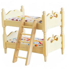 Birostiana Miniature Dollhouse Accessories Miniatures Furniture Wood Bunk Bed Mini Toys DIY Decor Ornament fo Dollhouse Bedroom Party Kit