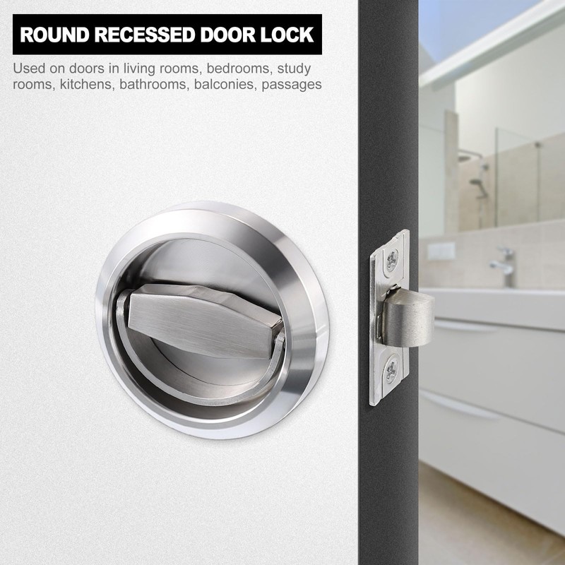 PATIKIL Round Recessed Door Lock, Stainless Steel 304 Hidden Recessed