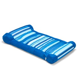 Big Joe Kona Hammock No Inflation Needed Pool Lounger with Headrest, Blurred Blue Double Sided Mesh, Quick Draining Fabric, 4 feet Big