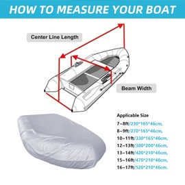 Inflatable Boat Cover 7 Sizes Heavy Duty Boat Cover Waterproof Anti-UV Dinghy Cover for Small Inflatable and Rigid Inflatable Boats,Gray-8-9-Feet