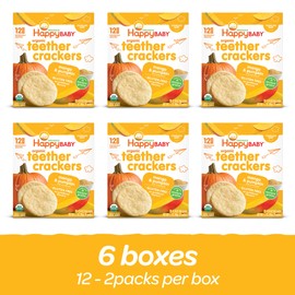 Happy Baby Organics Organic Teether Crackers Gluten Free Mango & Pumpkin With Amaranth, 0.14 Oz, 12 Count (Pack of 6)