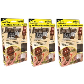 Furniture Feet Flexible Floor Protectors, Clear, Woven Fiber, Plastic, Round, 24 Pack