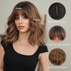 TRUMOST Short Mixed Brown Wavy Wig with Bangs 16 Inch
