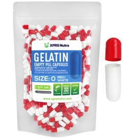 XPRS Nutra Size 0 Empty Capsules - 100 Count Empty Gelatin Capsules - Pill DIY Capsule Filling - Pure Bovine Pill Gel Caps for Do-It-Yourself Supplements (Red/White)