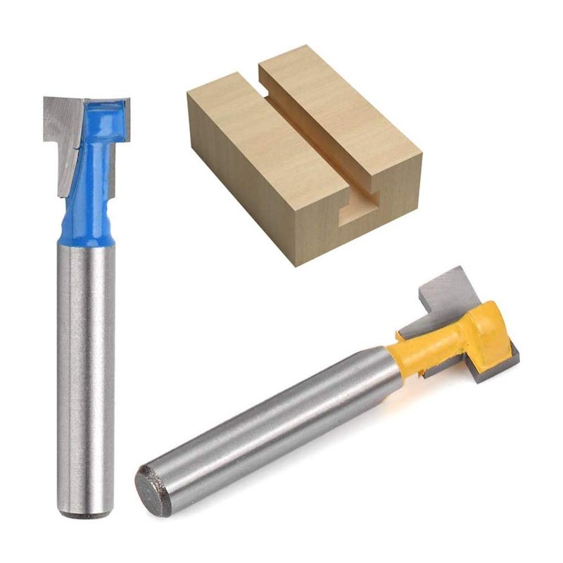 Bestgle 2pcs 1/4 Inch T-Slot Router Bits, 3/8" & 1/2"