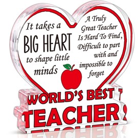 Teacher Acrylic Plaque Gifts for Teacher Christmas Gifts for Women, Teacher Appreciation Gifts from Student, New Teacher Daycare Teacher Desk Decor Gifts, World's Best Teacher Gifts Office Decor Signs
