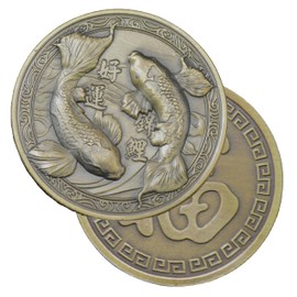 Good Luck to You Chinese Koi Fish Lucky Coin Carp Mascot Challenge Coin for Prosperity and Good Fortune - Lottery Tickets Scratcher Tool