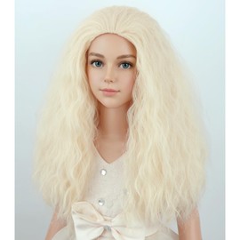 Blonde Wig for Kids Girls Long Curly Light Blonde Wigs Long Curly Blonde Synthetic Hair Wig with Wigs Cap