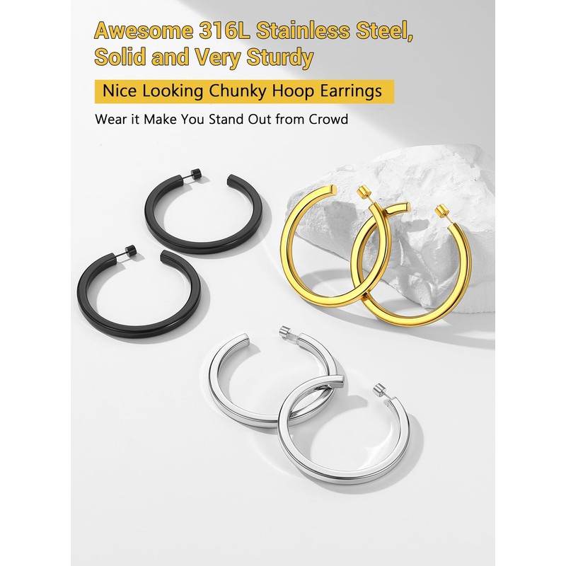 Gold Large Hoop Earrings for Women Big Open Earrings Lightweight