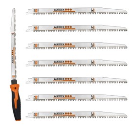 ALEXEX Wood Pruning Reciprocating Saw Blade 12 Inch 5TPI Sawzall Blades for Trees Chrome Vanadium Steel Pruning Blade for Reciprocating Saw, Reciprocating Blade with Handle for Wood Cutting 8 Pack