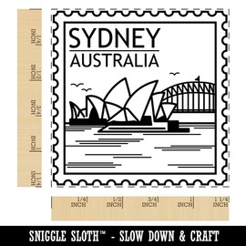 Sydney Opera House Australia Destination Travel Square Rubber Stamp for Stamping Crafting - 1.25in Small