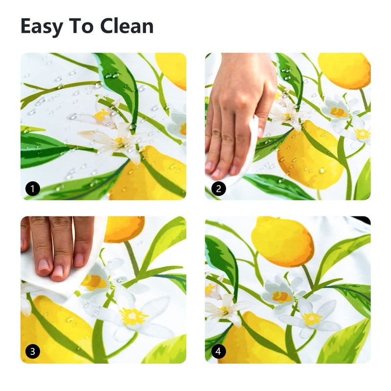 VVA Round Lemon Tablecloth Waterproof Washable Wipeable Resistant Polyester Lemon