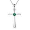 Sterling Silver Cross Necklace for Women Birthstone Cross Crucifix Pendant