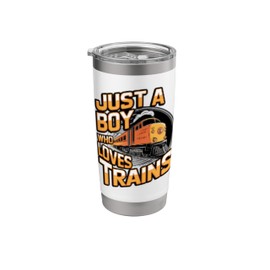 Just a Boy Who Loves Trains Funny Retro Steam Engine Stainless Steel Insulated Tumbler