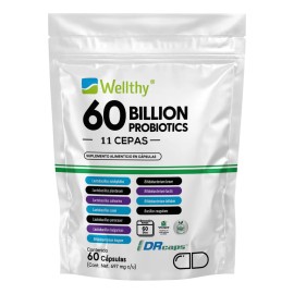 🌿 Wellthy Probióticos 60 Billones | 11 Cepas Premium para Digestión, Inmunidad & Bienestar 🌸 – 45 Caps