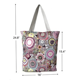 Konish Reusable Foldable Grocery Bags Folding Shopping Tote with Zipper(Grey Floral)