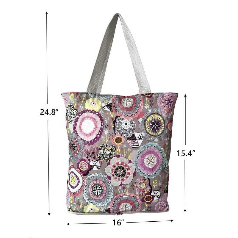 Konish Reusable Foldable Grocery Bags Folding Shopping Tote with Zipper(Grey