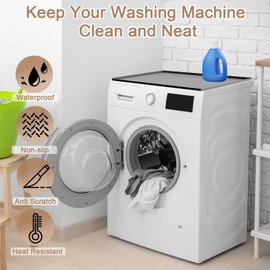 2 Pack 25.6"x23.6" Super Thick Silicone Washer and Dryer Top Protector Mats, Non-Slip Waterproof Laundry Machine Cover for Home, Kitchen, or Laundry Room (Black)