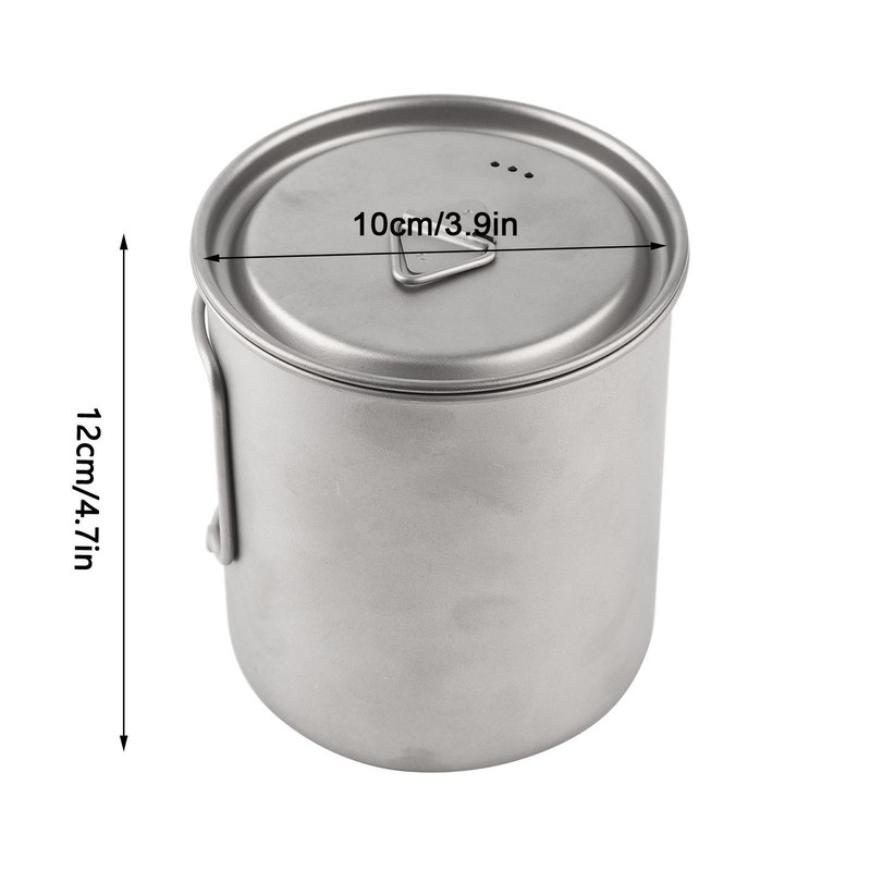 Outdoor Drinking Cup with Foldable Handle Titanium Mug with Lid