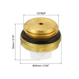 PATIKIL 1/2" BSP Male Thread Manual Radiator Air Vent Plug Valves, 2 Pack Brass Plug for Radiator Heater, Gold White