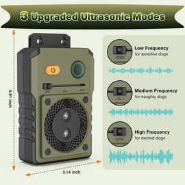 Bubbacare Anti Barking Device, Ultrasonic Dog Barking Device with 3 Modes Up to 50FT Effective Control Range, IPX4 Waterproof Anti Bark Device for Outdoor Indoor Use