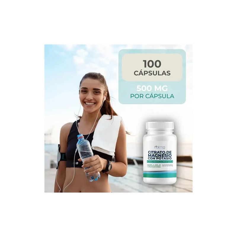 Citrato De Magnesio + Potasio 500mg - 100 Cápsulas Sabor