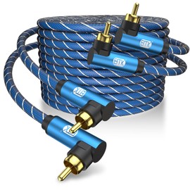 EMK 90 Degree Subwoofer Cable, RCA Cable Male to Male Digital Coaxial Audio Cable for Subwoofer, TV, Sound Bars, Amplifier,Speaker and More-Blue (90 Degree to 90 Degree(2 Pack), 6.6FT/2M)