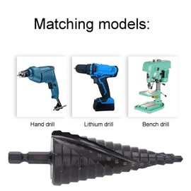 Step Drill Bit High for Speed Steel Step Drill Spiral Step Drill Cut Pagoda Drill Hex Shank Tool Hole Reamer Hss Step Drill Bits (10 Steps(4‑22mm))