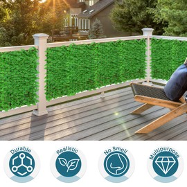 Coarbor 39"x472" Artificial Ivy Privacy Fence Screen Faux Laurel Leaves Hedge Panels Wall Decorative for Backyard Deck Patio Balcony Garden (Light Green Laurel Leaves)