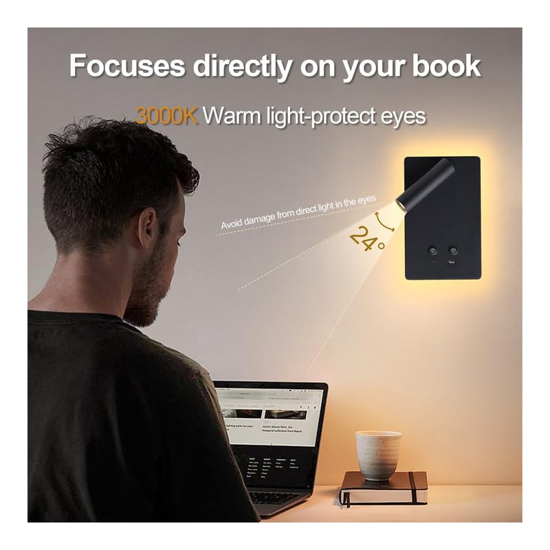 MOLUOLA LED Wall Lamp Wall Mounted Reading Lights Set of