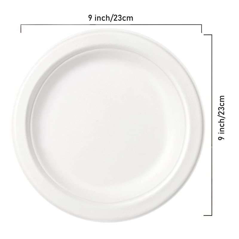 Best House Super Rigid Strong Bagasse Plates - 500 Pack,
