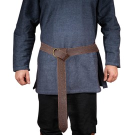 GelConnie Viking Belt Mens Renaissance Belt Celtic Ring Belt Knight Long Medieval Brown Belt Western Leather Belts Ren Faire Belt for Men Women