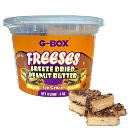 G-BOX Freeses - Freeze Dried Peanut Butter & Chocolate Ice Cream Bites, Enhanced Flavor, Crunchy, Airy, Sweet - Perfect for Camping, Outdoor, Party - Air-tight Sealed in a Deli Container (Medium)