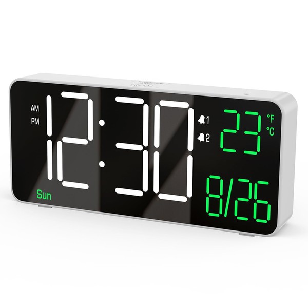 Digital Alarm Clock, KOSUMOSU LED Clock Table Clock, 6.7 Inch