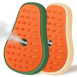 KALAMANDA Cat Steam Brush, 3 In 1 Cat Steamy Brush, Silicone Massage Grooming Brush, Pet Hair Cleaning Brush Comb for Cats Dogs(White/Green)