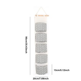 TopHomer Door Storage Bag, Multifunctional Closet Hanging Storage Organizer with 5 Pockets, Cotton Linen Hanging Bag, Organizer for Kitchen, Bedroom, Bathroom