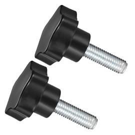 CoCud Star Clamping Knobs M12 x 40 mm Plug Thread 47 mm Head Plastic Thumb Screw Handles Hand Knobs Thread Bolts Black - (Use: for Lathes) Pack of 2