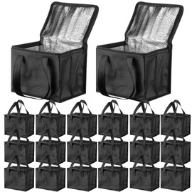 Lallisa 24 Pack Insulated Lunch Bags Bulk, Reusable Cooler Bags, Leakproof Lunch Bag Set, Waterproof Thermal Cooler Bags, Insulated Beverage Bag for Office(Black)