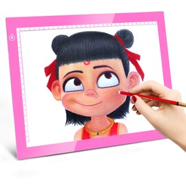 LitEnergy Portable A4 LED Copy Board Light Tracing Box, Pink Ultra-Thin Adjustable USB Power Artcraft LED Trace Light Pad for Tattoo Drawing, Streaming, Sketching, Animation, Stenciling