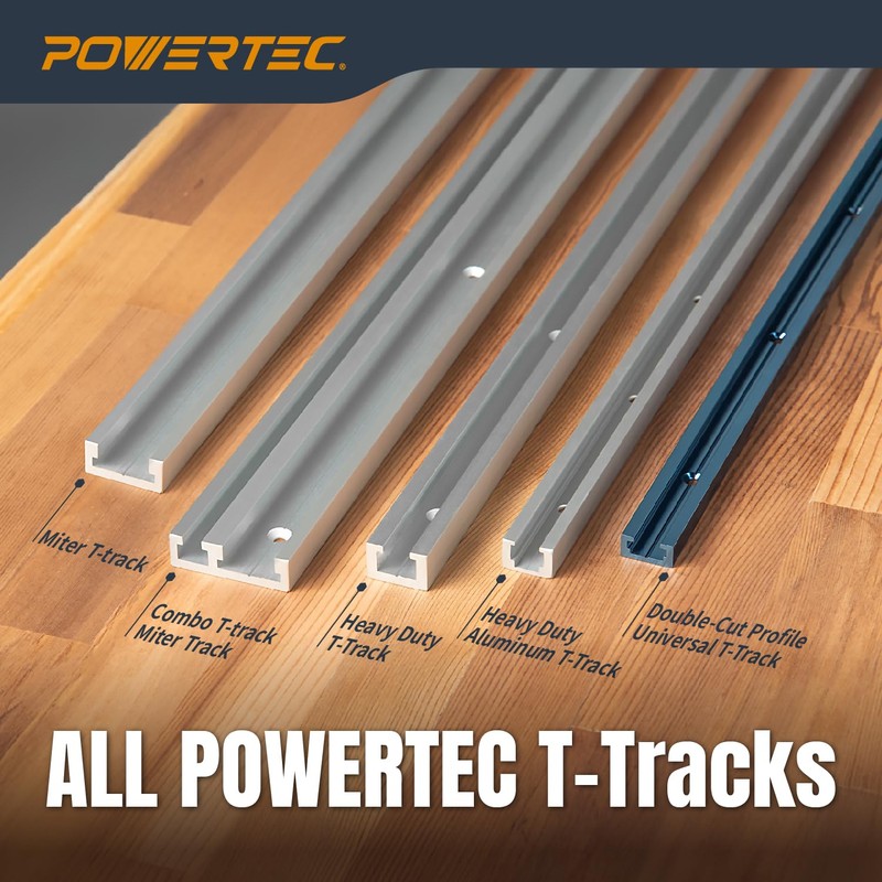 POWERTEC 32" Miter T Track w/T-Bar for Table Saw, Router