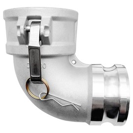 SAFBY Aluminum Type DA Camlock Fitting, 90° Elbow, 2" Female x 2" Male (DA90-20-AL)， Industrial-Grade Liquid Transfer Coupling for Petroleum, Chemicals & Water