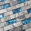 Blujellyfish Neptune Marble Mosaic Tile Teal Blue Natural Grey 1''