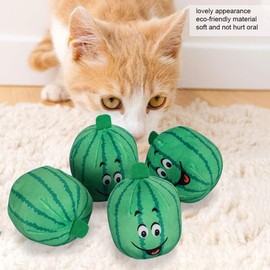4pcs Dog Squeaky Toy, Pet Squeak Watermelon Toy Dog Chew Toy Pet Plush Toy Interactive Sound Chew Toy Squeaker Chew Ball for Little Dog and Cat