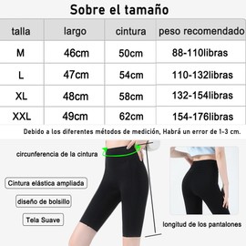 Pantalones Cortos de Motociclista de Cintura Alta para Mujer, Pantalones Cortos de Spandex Negro Suave para Entrenamiento Voleibol Yoga Danza (X-Grande, Negro)