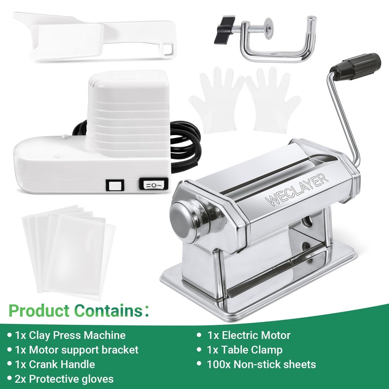 WECLAYER Electric Polymer Clay Press Machine Set,Dual Mode Clay Roller