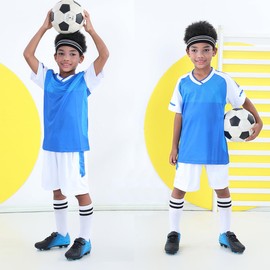 brooman Kids Firm Ground Soccer Cleats Boys Girls Athletic Outdoor Football Shoes(2,Orange Blue)